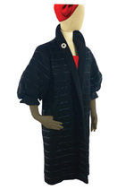 Vintage Late 1950s Superbly Styled Black Wool Clutch Coat - New!