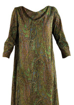 Vintage 1970s  Paisley Lurex Maxi Caftan Dress - NEW!