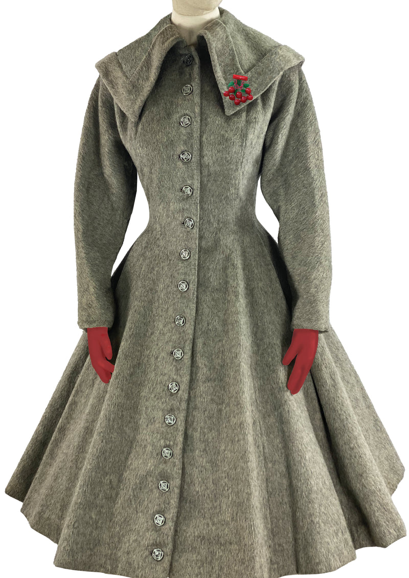 Dramatic 1950s Grey Flecked Wool Princess Coat- NEW! – Coutura Vintage