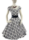 1950's Jerry Gilden B&W Medallion Print Cotton Dress - New!
