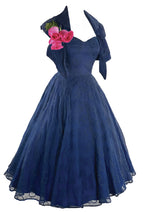 Vintage 1950s Navy Organza Cocktail Dress Ensemble- New!