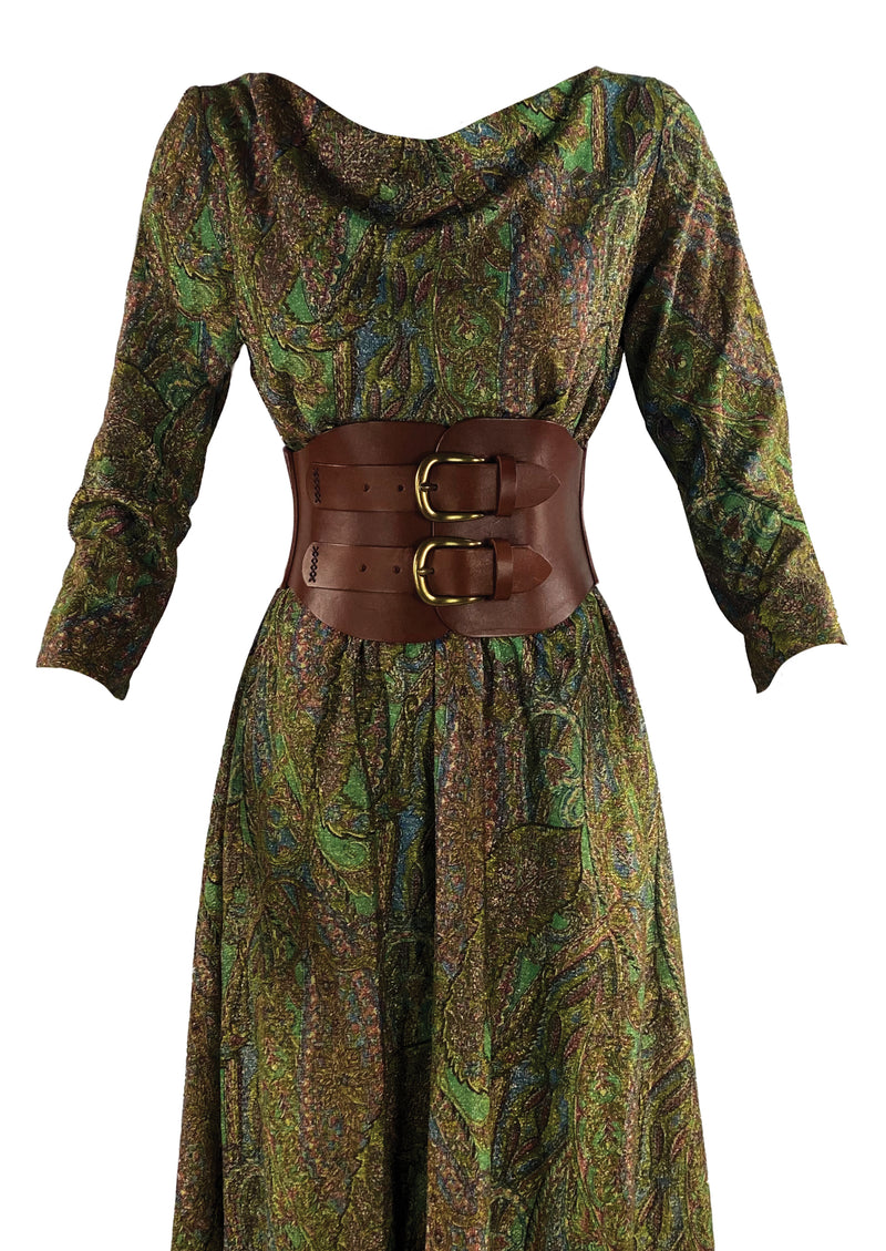 Vintage 1970s  Paisley Lurex Maxi Caftan Dress - NEW!