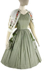 Late 1950s Green and White Stripes Cotton Dress- New!