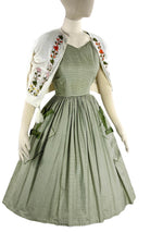 Late 1950s Green and White Stripes Cotton Dress- New!