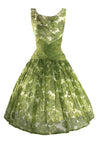 Vintage 1950s Green Floral Chiffon Party Dress - New!