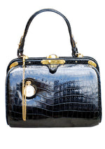 RARE Lederer 60's Designer Pocket Watch Crocodile Handbag- New