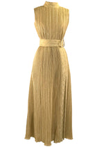 Groovy 1970s Gold Lame Party Dress & Hot Pants Ensemble- New!