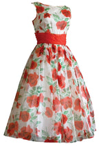 1950s  Orange Roses Organza Party Dress  - New! (special order)