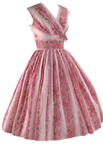 Vintage 1950s Pin-up Pink Roses Cotton Sun Dress  - New! (RESERVED)