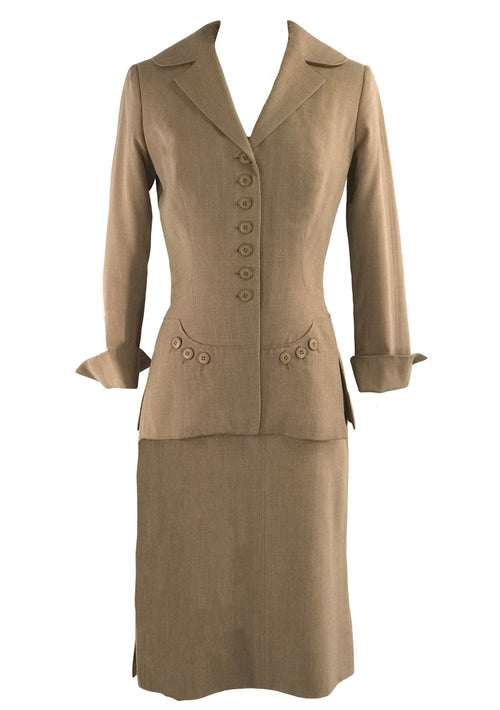 Stunning Vintage 1940s Tan Gabardine Suit - New!