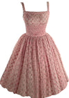 Late 1950s Early 1960s Pink & White Gingham Cotton Dress  - New!