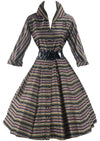 Vintage 1950s Striped Taffeta Rainbow Coloured Dress- New!