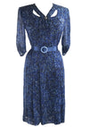 Vintage 1940s Blue Floral Chiffon Dress- New!