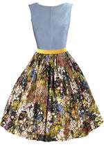 Late 1950s Early 1960s Floral Cotton Designer Dress - New!