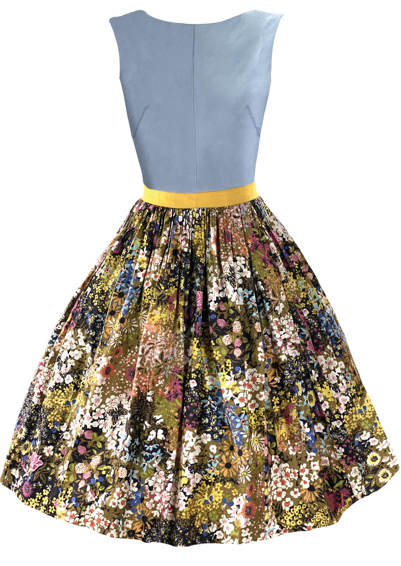 Late 1950s Early 1960s Floral Cotton Designer Dress - New!