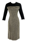 1950s Black and White Wool Designer Wiggle Dress - New!