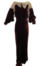 Vintage 1930s Chocolate Brown Balloon Sleeve Gown - New!