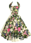 Vintage 1950s Floral Garden Halter Cotton Dress- New!