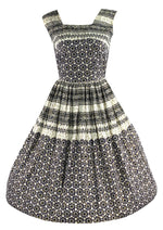 Vintage 1950s Black & White Print Cotton Dress- NEW!