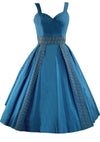 Vintage 1950s Capri Blue Glazed Cotton with Lace Dress - New!