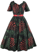 Vintage 1950s Stylised Waratahs Cotton Dress- New!