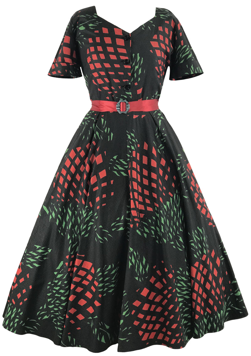 Vintage 1950s Stylised Waratahs Cotton Dress- New!