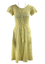 Vintage 1960s Does 1930s Yellow Crochet Dress - New!