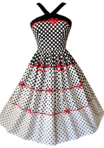 Original 1950s Black, White & Red Cotton Dress - New! (ON HOLD)
