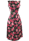 Vintage Late 1950s Pink Roses Silk Dress - New! (TAMMY)
