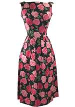 Vintage Late 1950s Pink Roses Silk Dress - New! (TAMMY)