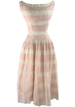 Dreamy 1950s Pink & White Lace & Pin Tucks Dress - New!