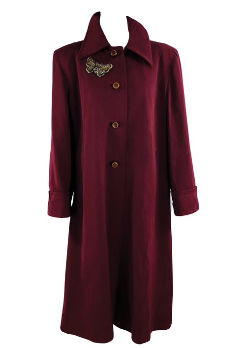 Vintage 1940s Art Deco Burgundy Wool Coat - NEW!