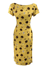 Late 1950s to Early 1960s Golden Floral Wiggle Dress - New!