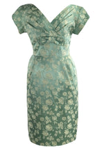 Vintage 1950s Seafoam Green Brocade Dress- New!