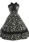 Vintage 1950s B&W Stain Glass Print Cotton Sundress - New!