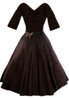 Late 1950s Bronze and Black 1950s Flocked Taffeta Dress - New!