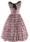Gorgeous 1950s Pink Poppies Cotton Dress- New!