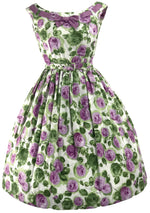 Original 1950s Lilac Roses Cotton Dress - New!