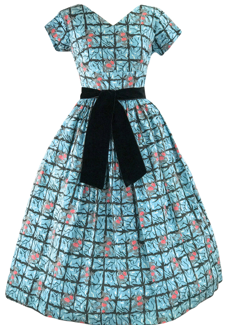 Vintage 1950s Australian Waratah Print Cotton Dress - New!