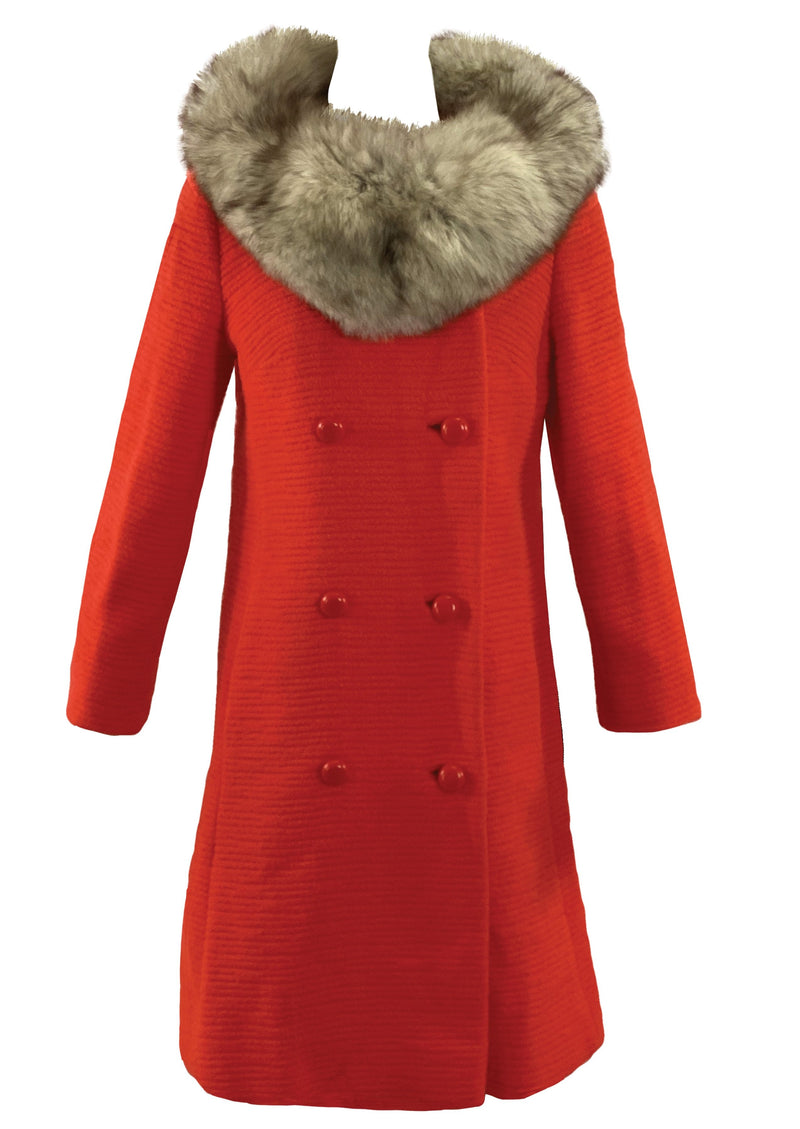 Vintage 1960s Tomato Red Wool Lilli Ann Coat - New!