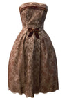 Late 1950s Mocha Lace Emma Domb Designer Party Dress - New!