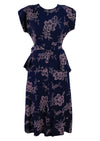 Vintage 1940s Navy Rayon with Pink Flower Print Dress- New!