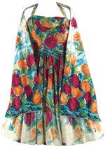 Late 1950s Floral Print Cotton Dress & Stole Ensemble - New!