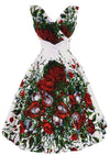 Late 1950s Spectacular Red Floral Print Designer Dress- New!