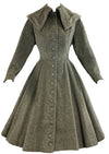 Dramatic 1950s Grey Flecked Wool Princess Coat- NEW!