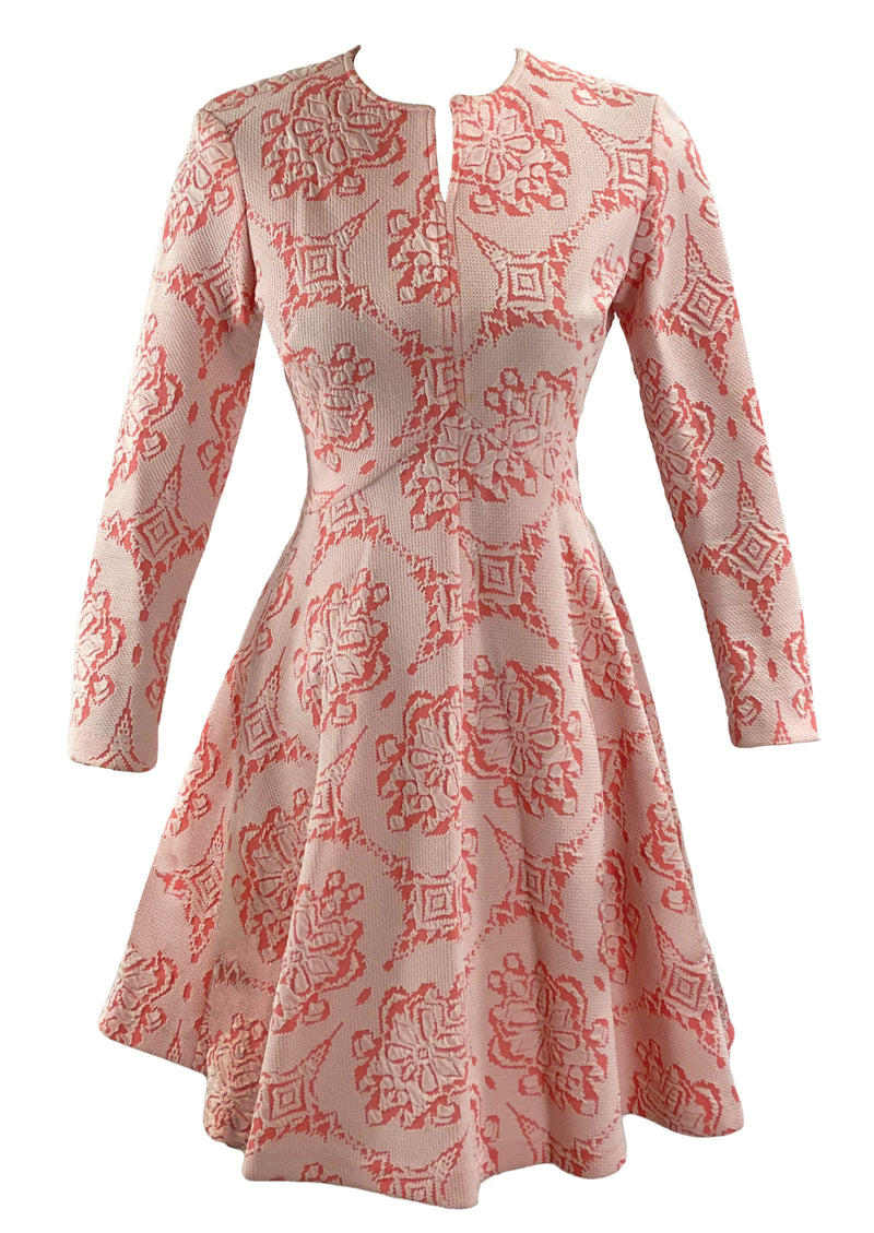 Vintage 1960s Embossed Floral Mini Dress - New!