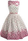 Vintage 1950s Designer Floral Border Print Dress  - New!