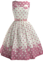 Vintage 1950s Designer Floral Border Print Dress  - New!