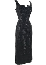 Late 1950s Early 1960s Designer Black Sequin Cocktail Dress - New!