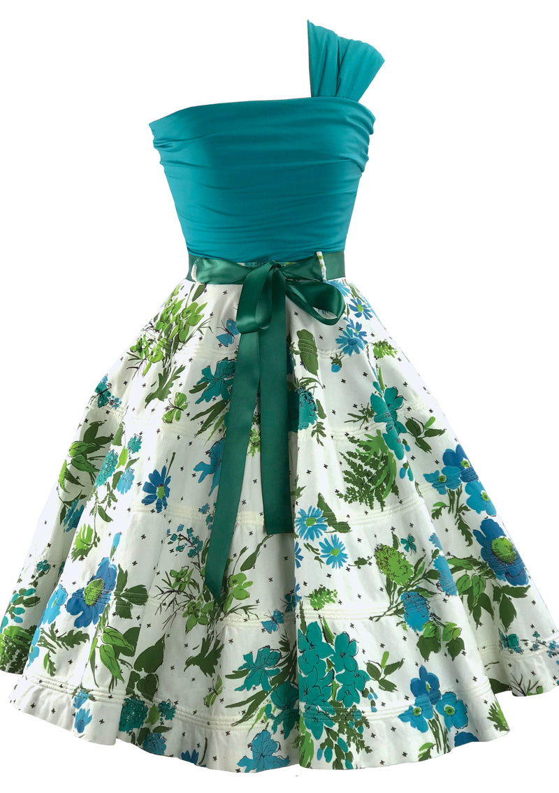 Vintage 1950s Floral Corded Cotton Skirt- New!